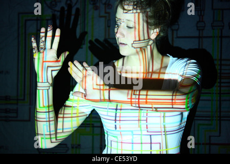Symbolic image. Biometric, automatic face detection, face scanner. Networking, social network, media. Stock Photo