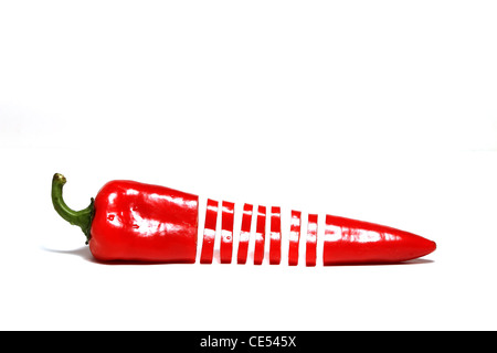 Sliced red pepper over white background Stock Photo