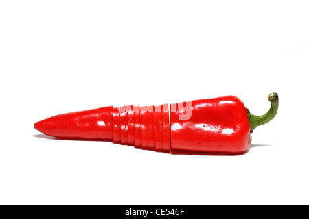 Sliced red pepper over white background Stock Photo