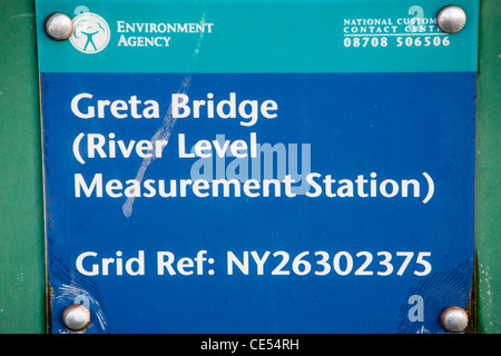 A river level measurement station on the River greta in Keswick, Cumbria, UK. Stock Photo