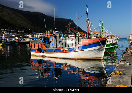 Colourful fishing boats in Fish Hoek harbour, Cape Peninsula, Western Cape, South Africa Stock Photo