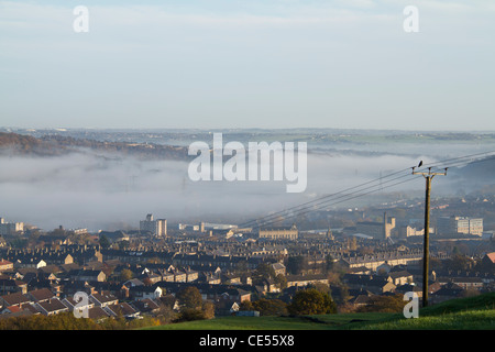 Elland Halifax west yorkshire England beautiful landscape with fog Stock Photo