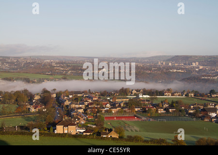 Elland Halifax west yorkshire England beautiful landscape with fog Stock Photo