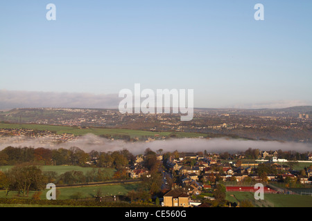 Elland Halifax west yorkshire England beautiful landscape with fog Stock Photo