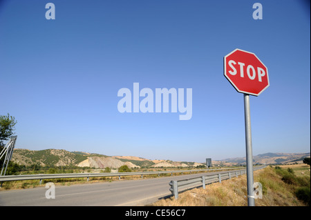 Italy, Basilicata, road stop sign Stock Photo