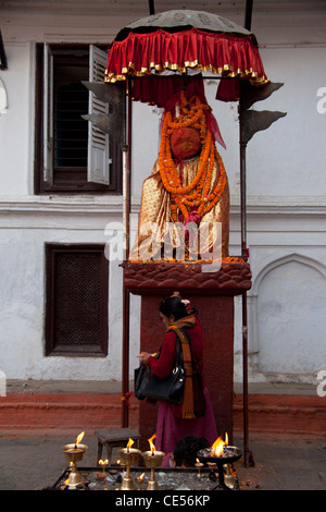 NEPAL KATHMANDU Durbar Square, Hanuman Statue Malla Kings Monkey God Stock Photo