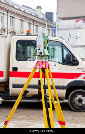 A Leica Viva TS15 Imaging Total Station. Used for angle, level and distance measuring. Stock Photo