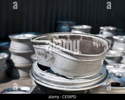 Damaged alloy wheel rim from an car or automobile Stock Photo