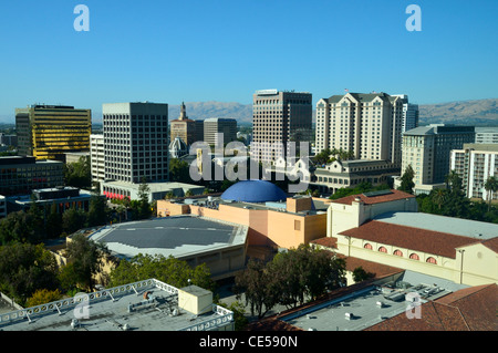 Downtown San Jose and Plaza de César Chavez, Silicon Valley CA Stock Photo