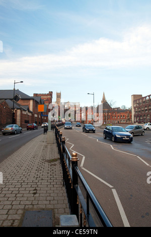 Lindum Hill in Lincoln, Lincolnshire, England. Truvelo speed camera monitoring the traffic cars Stock Photo