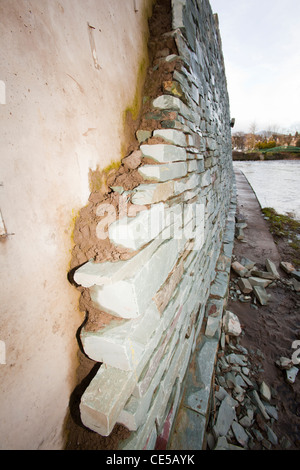 Building flood defences in Keswick. Stock Photo