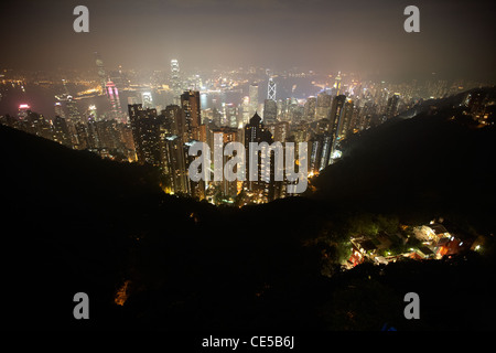 view over hong kong city at night from the peak hksar china asia