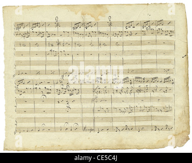 Mid-19th century hand-written sheet music. Stock Photo