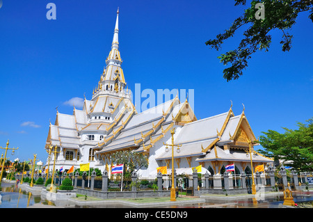 A great marble church, Wat Sothorn, Chachoengsao Thailand Stock Photo