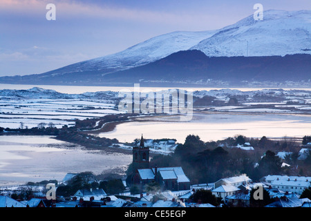 Looking across Dundrum Bay towards the Mourne Mountains, Co. Down, Northern Ireland Stock Photo