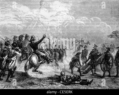Battle of Fleurus (26 June 1794) French Victory under General Jean-Baptiste Jourdan against Austrians French Revolutionary Wars. Vintage Illustration or Engraving Stock Photo