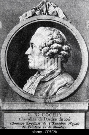 Portrait of Charles-Nicolas Cochin the Younger (1715-1790), French Draftsman or Draughtsman and Engraver. Vintage Illustration or Engraving Stock Photo