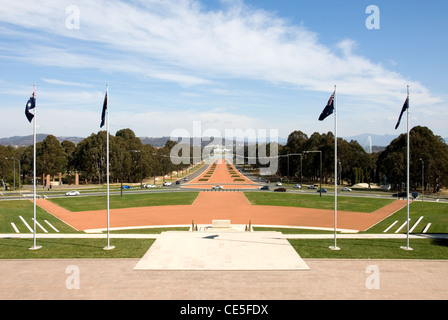 The scene of Anzac Avenue, with Old Parliament House in the distance, Canberra, Australian Capital Territory, Australia Stock Photo