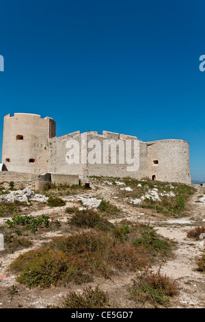 château d'If, the Island Ile d'If, Prison of The Count of Monte Cristo according to Alexander Dumas, bay of Marseille, France Stock Photo