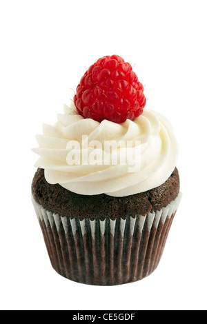 Chocolate and raspberry cupcake Stock Photo