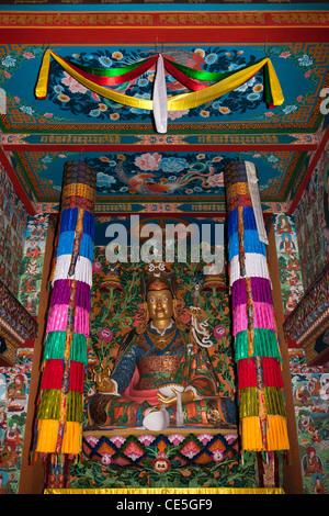 India, Arunachal Pradesh, Tawang, Khinmey Nyingma Monastery, Padmasambhava, Guru Rinpoche Stock Photo