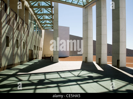 The covered foyer outside the main entrance of Parliament House, Canberra, Australian Capital Territory, Australia Stock Photo