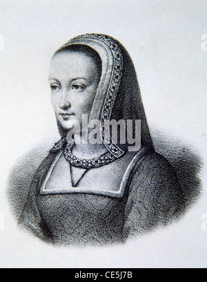 Portrait of Anne, Duchess of Brittany (1476-1514) or Anne of Brittany, French Queen Consort of France. Vintage Illustration or Engraving Stock Photo