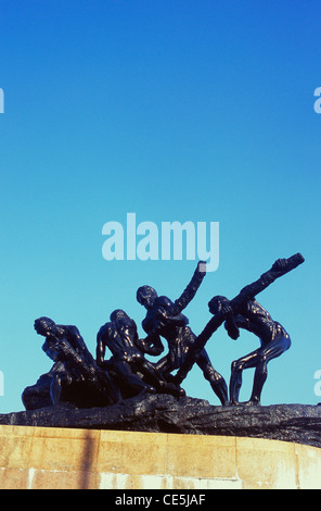 metal sculpture Triumph of labour statue at Marina Beach made 1959 Anna Square ; Chennai ; Tamil Nadu ; India Stock Photo