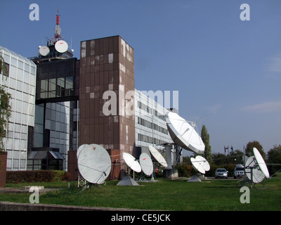 TV Station Up-link / Download Antennas - Broadcasting & Media Industry Stock Photo