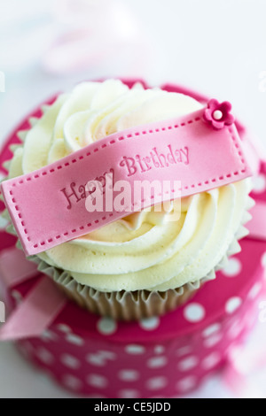 Happy birthday cupcake Stock Photo