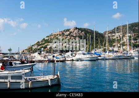 Spain , Espana , Balearics , Balearic Islands , Mallorca , Majorca , Port d' Andratx fishing harbour now luxury resort & marina Stock Photo