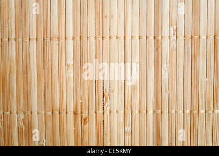 natural bamboo slatted mat background Stock Photo
