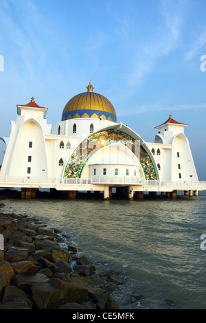 Malacca Straits Mosque (Masjid Selat Melaka) in Melaka, Malaysia, Southeast Asia Stock Photo