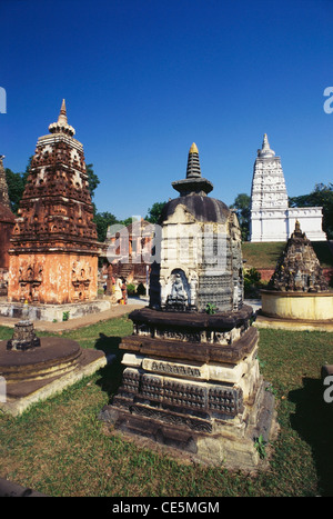Temple in Bodhgaya ; Buddha statues ; Gaya ; Bihar ; India ; asia Stock Photo