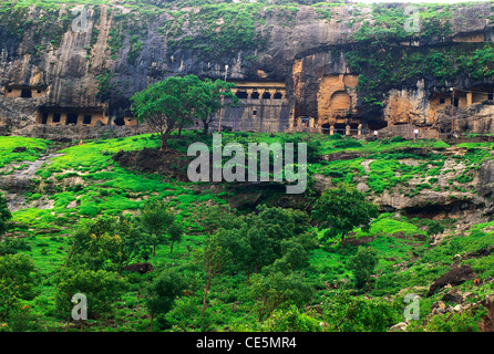 Girijatmaj Ashtavinayak Temple, Ganesha Temple, Ganesa Lena, Ganesh Pahar Caves, Lenyadri, Golegaon, Junnar, Pune, Maharashtra, India, Asia Stock Photo