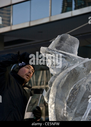 Ice sculpture at Canary Wharf Winter Ice festival Stock Photo - Alamy