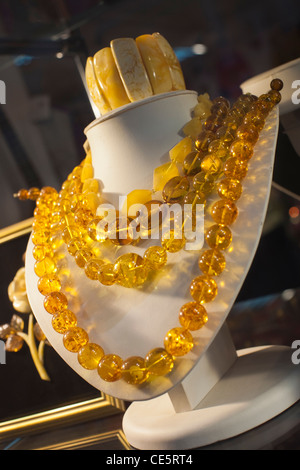 Russia, Moscow Oblast, Moscow, Arbat-area, amber jewelry display Stock Photo