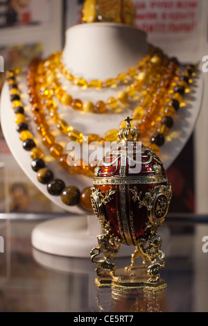 Russia, Moscow Oblast, Moscow, Arbat-area, amber jewelry display Stock Photo