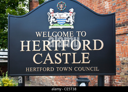 Hertford Castle Sign Stock Photo