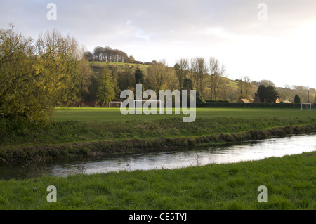 View across the football field towards St Catherines Hill in Winchester Hampshire England UK Stock Photo