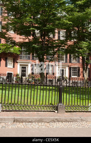 Houses on Louisburg Square, Beacon Hill, Boston, MA, USA, Massachusetts, United States, North America,   cobblestone, pavement Stock Photo