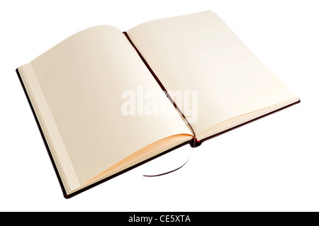 Open book with beige pages, isolated on white Stock Photo