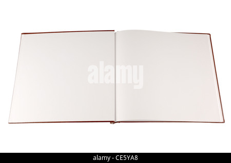 Open book with blank white pages isolated on white Stock Photo