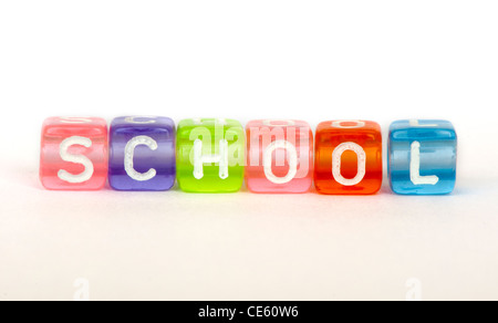 Text School on colorful cubes over white Stock Photo