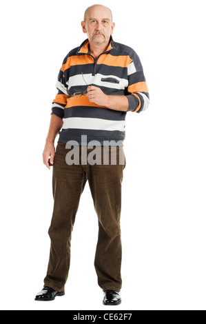 Tall mature man posing on white background Stock Photo - Alamy