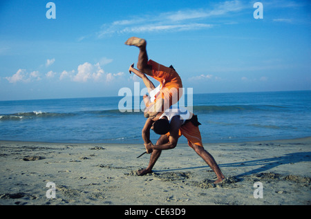 Kalarippayattu, Kalari, Ancient Martial Art of Kerala, sword fighting, Kerala India Asia Indian Asian MR#777D MR#3 Stock Photo