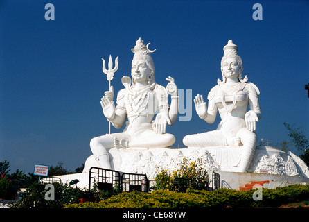 God and goddess Shiva Parvati in Kailasagiri ; Visakhapatnam ; Andhra Pradesh ; India Stock Photo