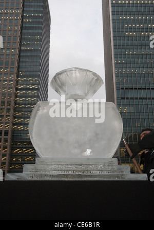 London ice sculpture at Canary Wharf Stock Photo - Alamy
