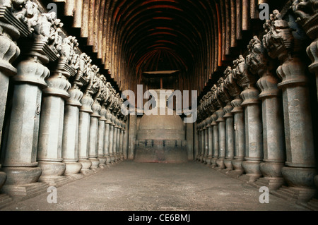 Chaitya hall Buddhist rock cut cave Karla near Lonavala Maharashtra India Stock Photo