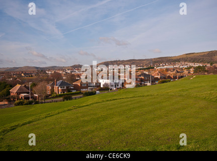 The Coastal Town Of Folkestone Kent UK as seen from the Warren Country Park Stock Photo